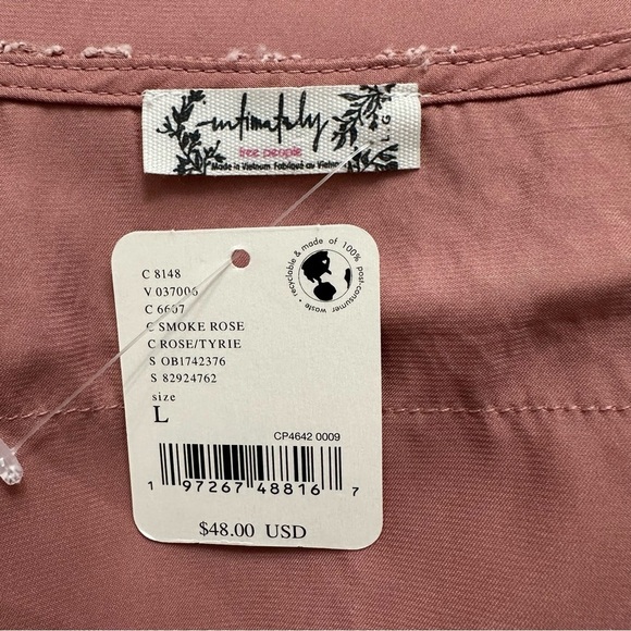 Free People Intimately V-Neck Lace Mesh Detail Satin Camisole Rose SZ Large NWT - Picture 2 of 9